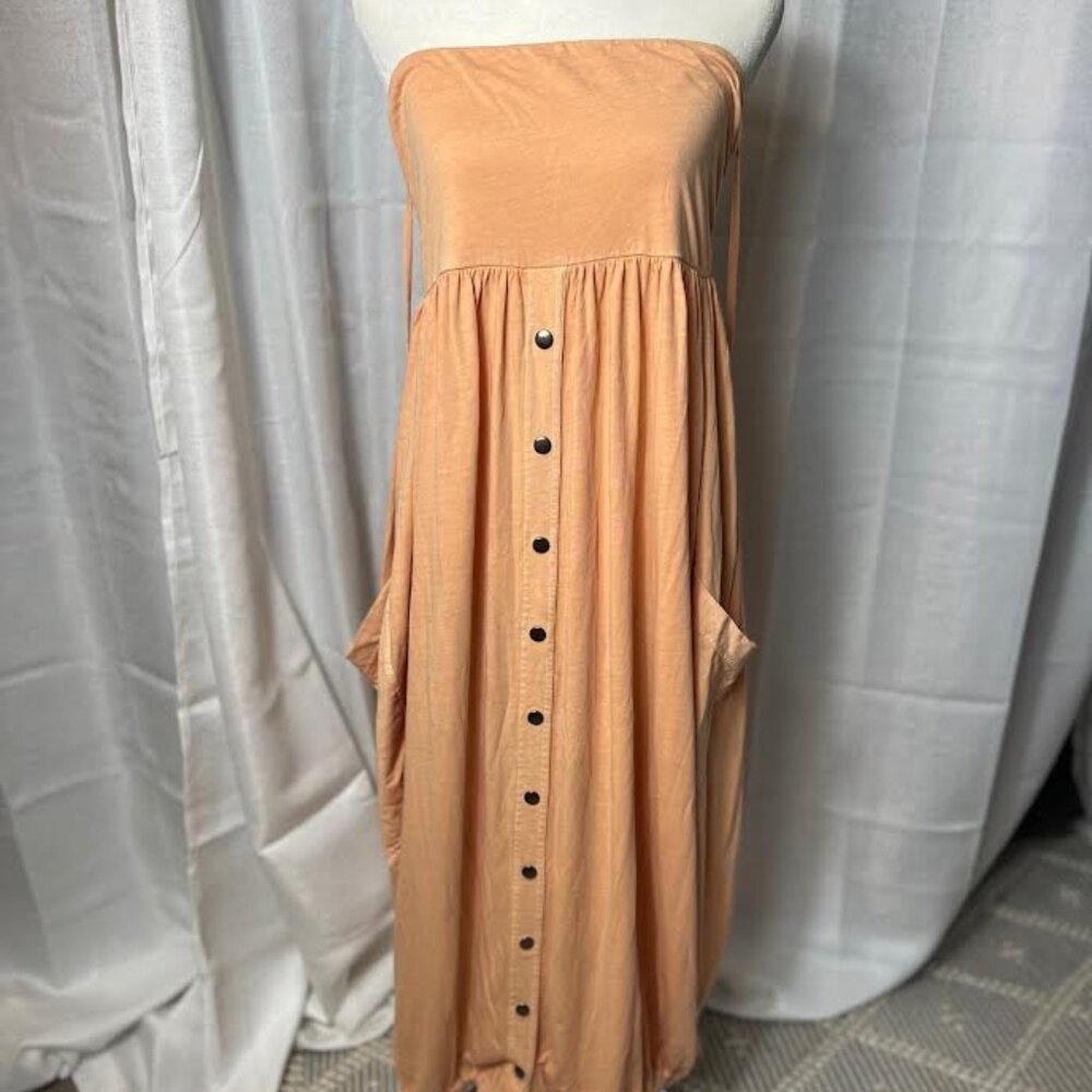 NWOT Free People Sample Strapless Maxi Balloon Dress in Peach - OS